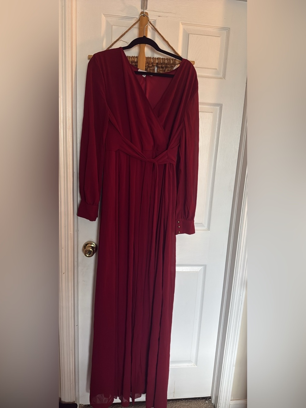 Baltic Born Deep Red Long Sleeve Maxi Wrap Dress